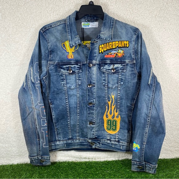 SpongeBob Denim Jean Jacket Off To The Races Women Size Medium Rare - Picture 1 of 16